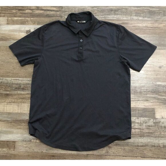 Travis Mathew Mens Large Black Striped Short Sleeve Polo Shirt - Picture 1 of 6